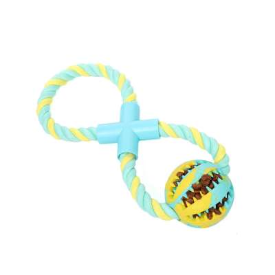 New Dog Toy Cotton Rope link Rubber Ball Plug Snack Leak Ball Bite Pet Products