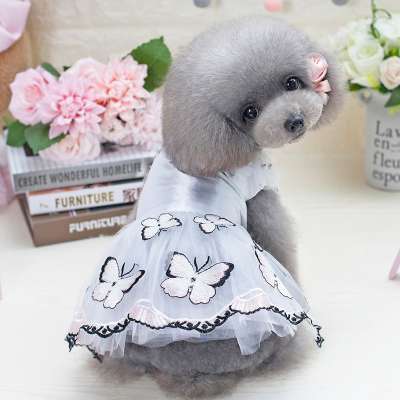 Princess fancy sexy pet dog girl dress pink blue luxury dog dress apparel for small dog