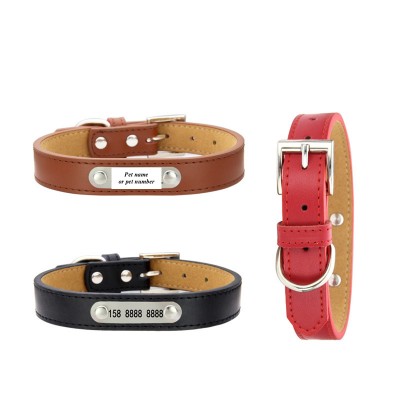 Alloy button cowhide leather moved bottom dog collar with Stainless Steel Dog Tag